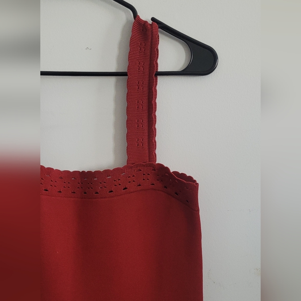 Sandro Alyson Terracotta Stretchy Knit Dress with Straps Size 40 US 8 - Picture 5 of 9